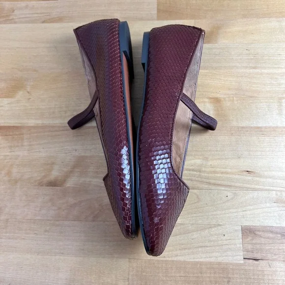 Madewell Greta Ballet Flat Size 9 Burgundy Snake Leather Mary Jane Square Toe - Picture 6 of 9